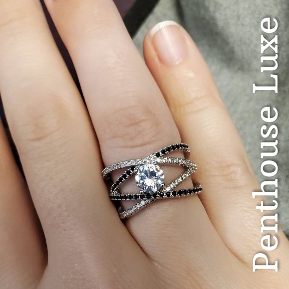 FINAL RESTOCK!! Double Criss-Cross Micro Pave Solitaire Ring - Picture 4 of 5